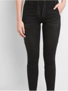 GAP Black High-Rise Lace-Up Skinny Jeans Sz 27